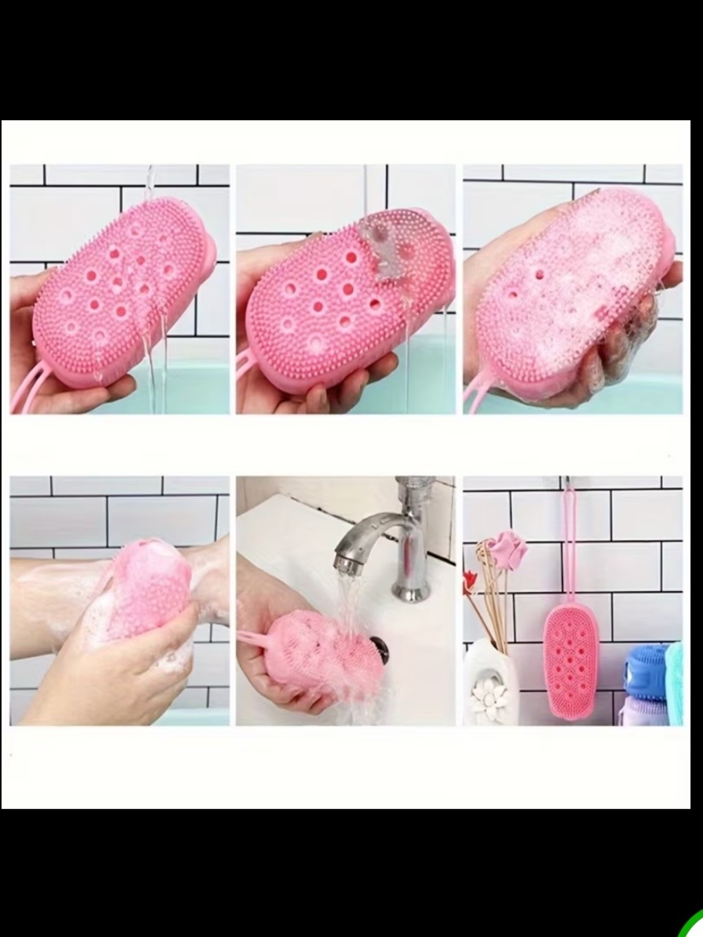 Silicone Exfoliating Body Brush NIP- Pink, Purple & Green - Picture 4 of 4
